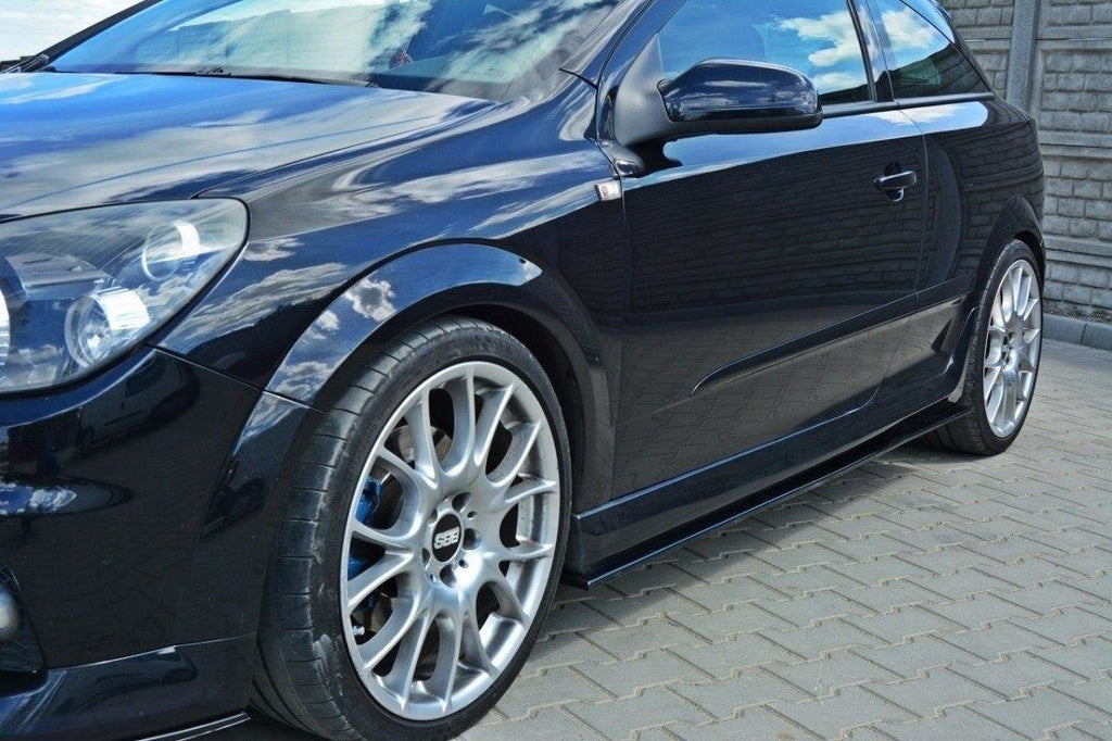 Maxton Design Street+ Seitenschweller Leisten passend für OPEL ASTRA H (FOR OPC / VXR) schwarz Hochglanz