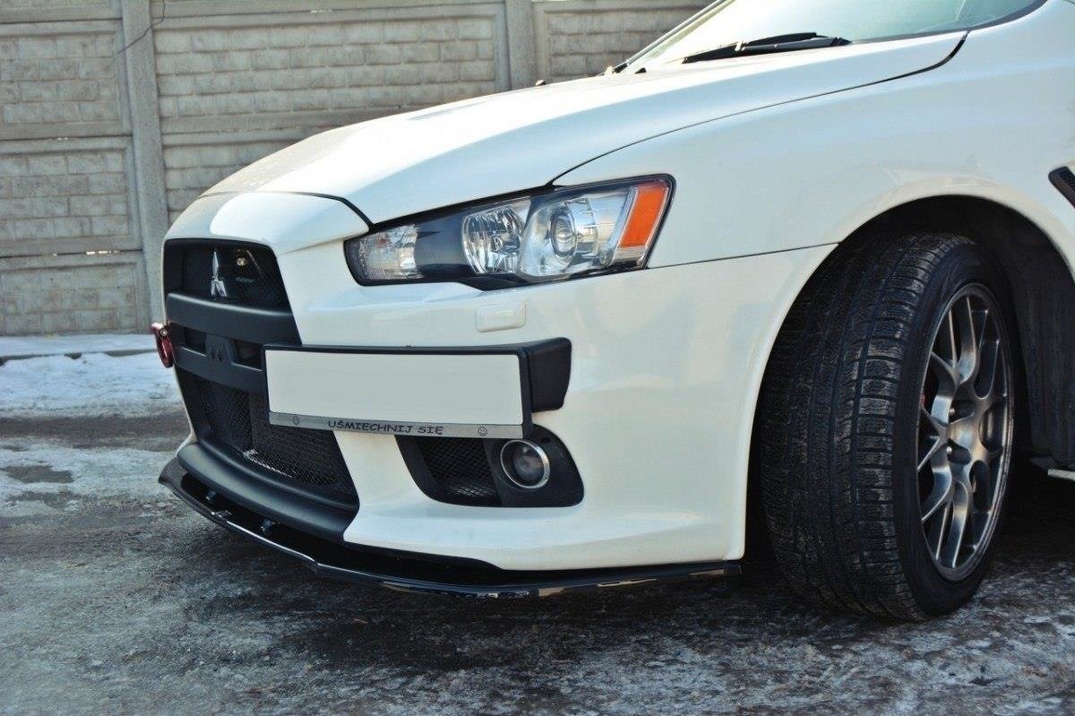 Maxton Design Street+ Spoilerlippe Front Ansatz V.1 passend für Mitsubishi Lancer Evo X schwarz Hochglanz