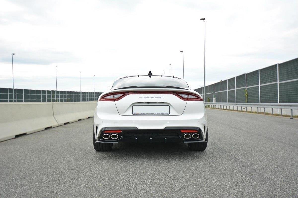 Maxton Design Heck Ansatz Flaps Diffusor passend für KIA Kia Stinger Gt / GT-Line Mk1 schwarz Hochglanz