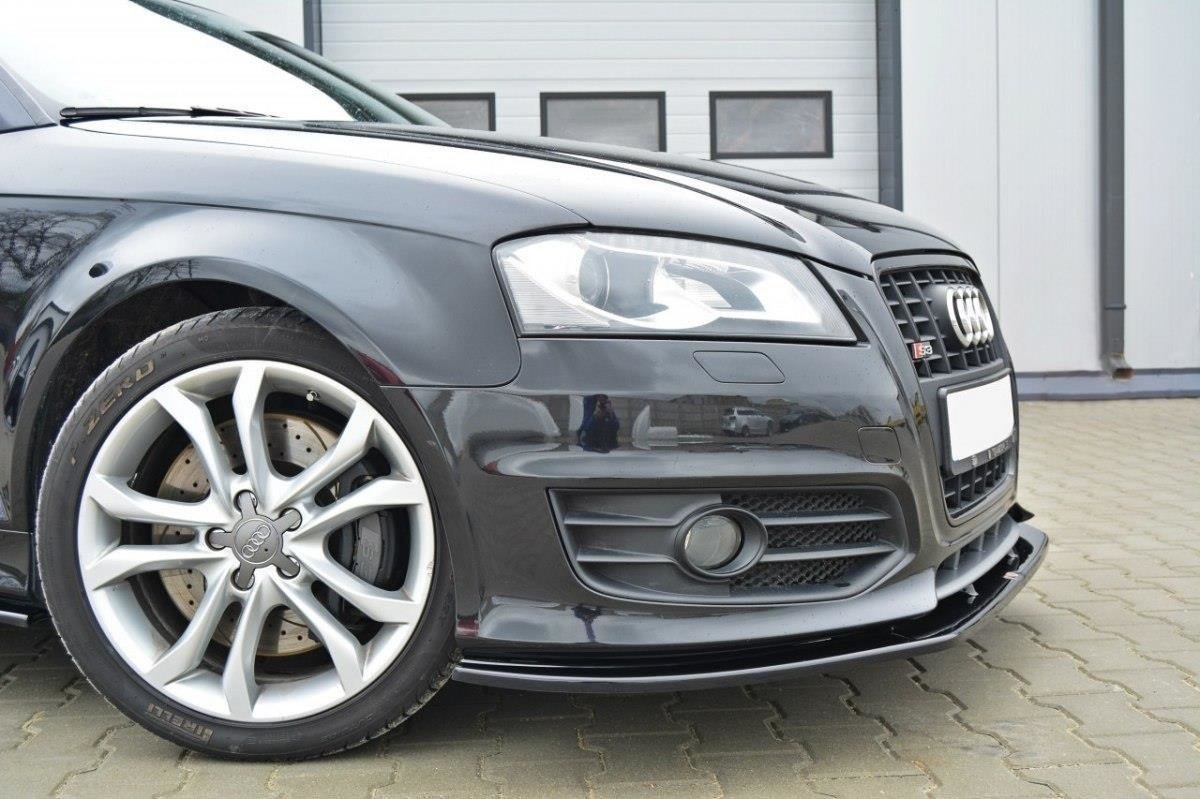 Maxton Design Street+ Spoilerlippe Front Ansatz V.2 passend für Audi S3 8P FL schwarz Hochglanz