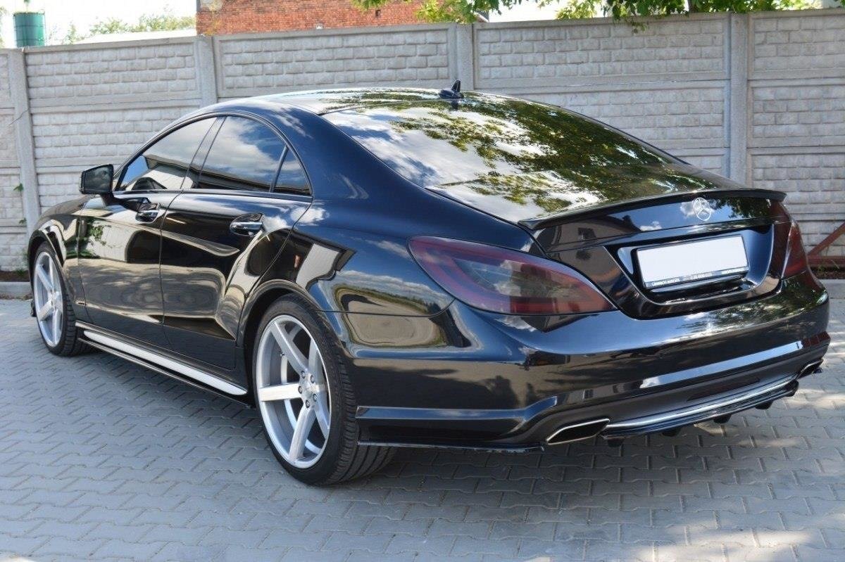Maxton Design Heck Ansatz Flaps Diffusor passend für Mercedes-Benz CLS AMG-Line C218 schwarz Hochglanz