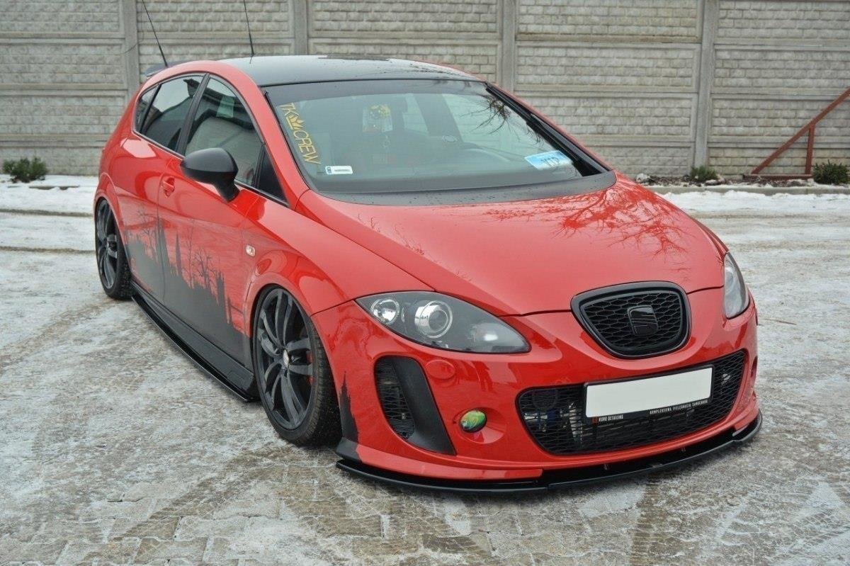 Maxton Design Street+ Seitenschweller Leisten passend für Seat Leon MS Design Mk2 schwarz Hochglanz