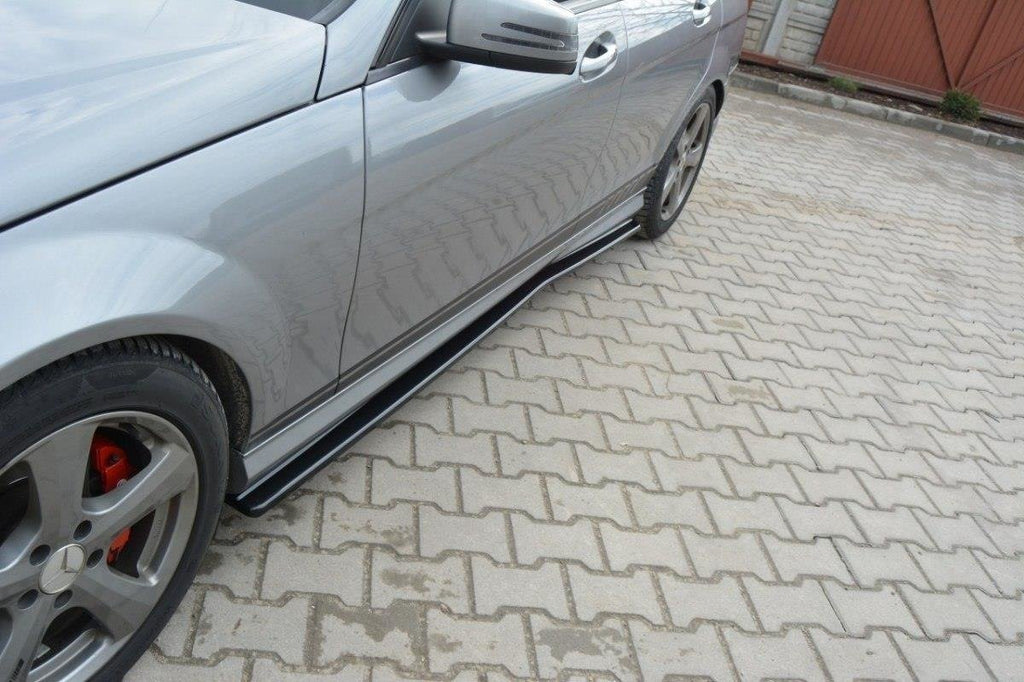 Maxton Design Seitenschweller Mercedes-Benz C Limousine / Kombi AMG-Line W204 / S204 schwarz Hochglanz für Mercedes-Benz C Klasse W204