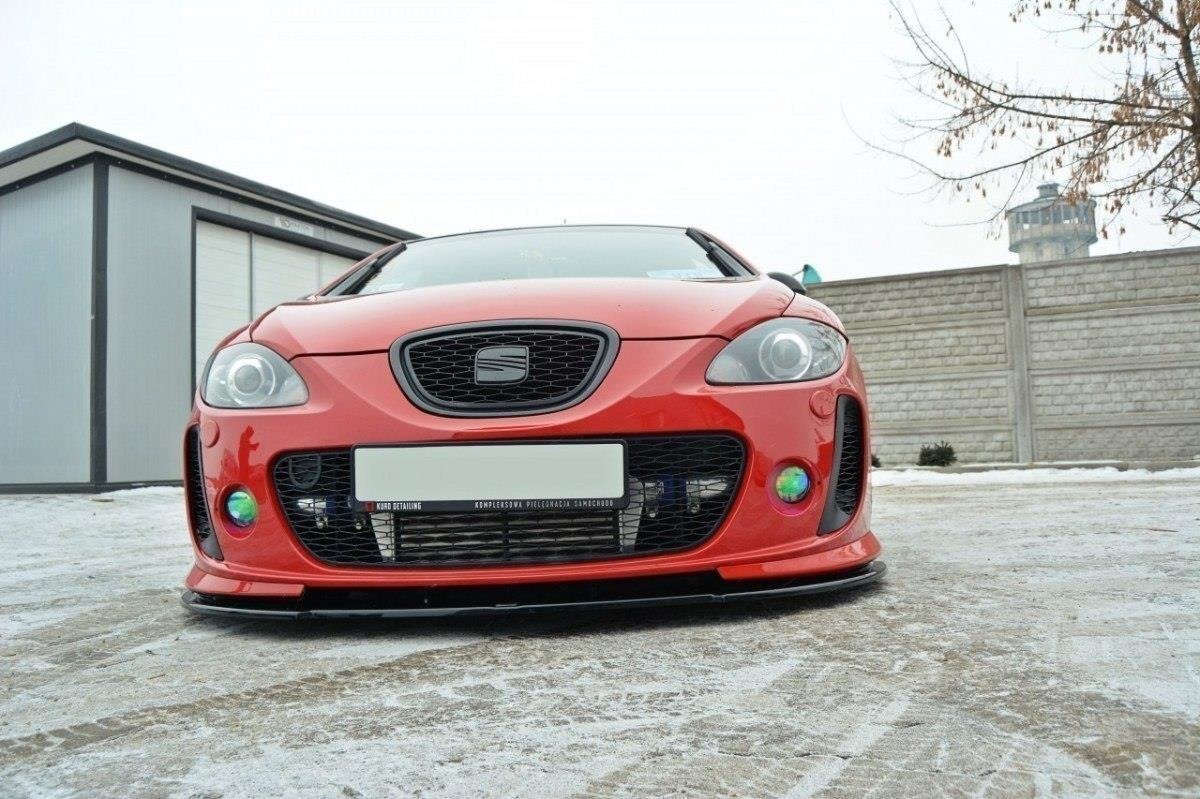 Maxton Design Street+ Spoilerlippe Front Ansatz passend für Seat Leon II MS Design schwarz Hochglanz