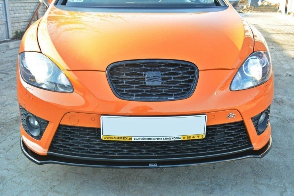 Maxton Design Street+ Spoilerlippe Front Ansatz V.2 passend für SEAT LEON MK2 CUPRA / FR Facelift schwarz Hochglanz