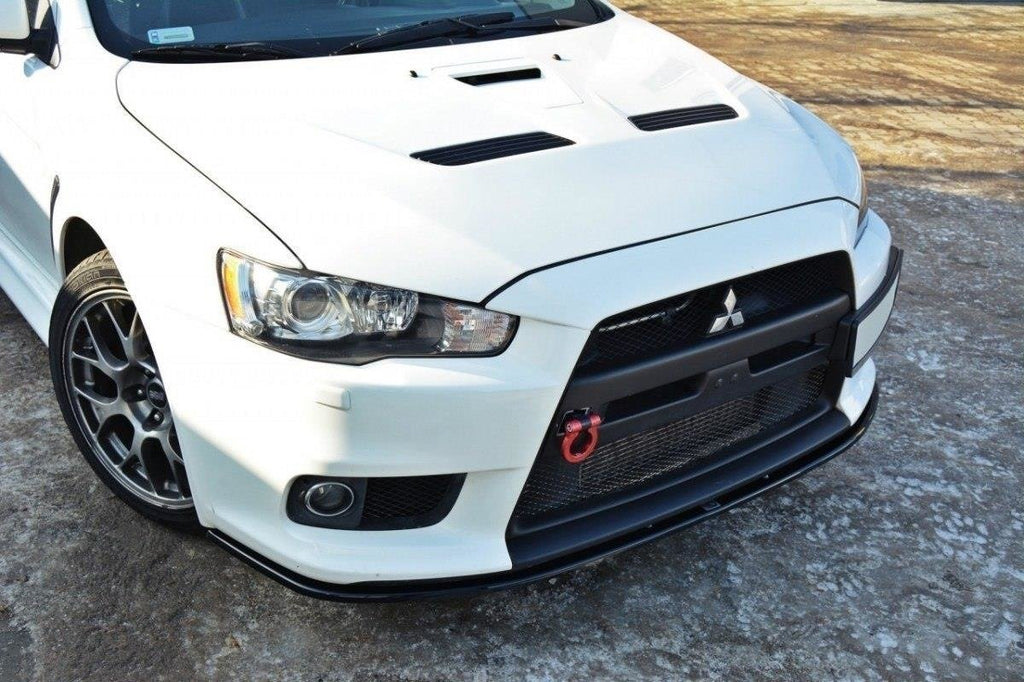 Maxton Design Street+ Spoilerlippe Front Ansatz V.2 passend für Mitsubishi Lancer Evo X schwarz Hochglanz