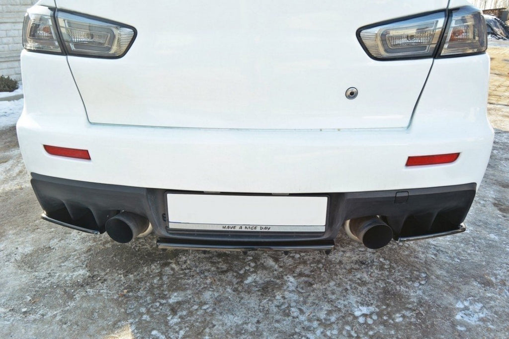 Maxton Design Heck Ansatz Flaps Diffusor passend für Mitsubishi Lancer Evo X schwarz Hochglanz