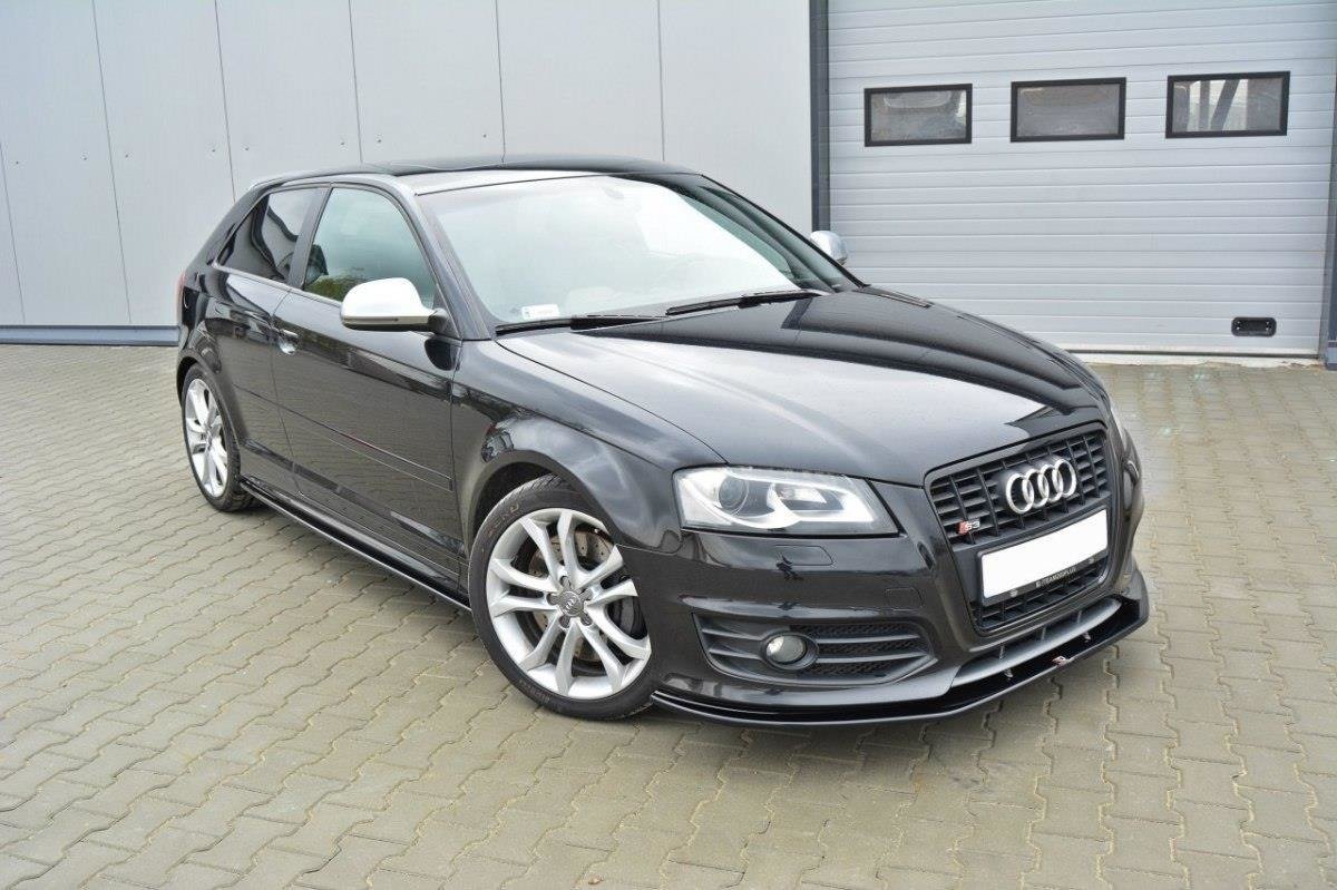 Maxton Design Street+ Spoilerlippe Front Ansatz V.2 passend für Audi S3 8P FL schwarz Hochglanz