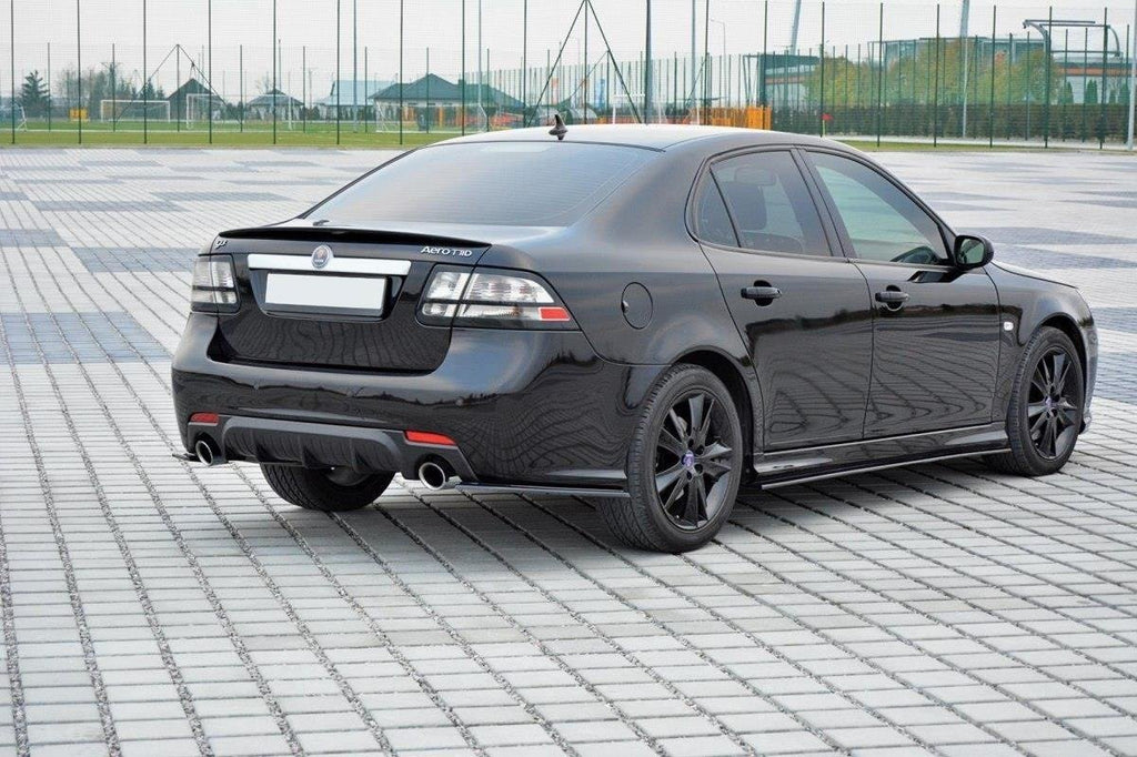 Maxton Design Diffusor Heck Ansatz passend für Saab 9-3 Aero Mk2 Facelift schwarz Hochglanz
