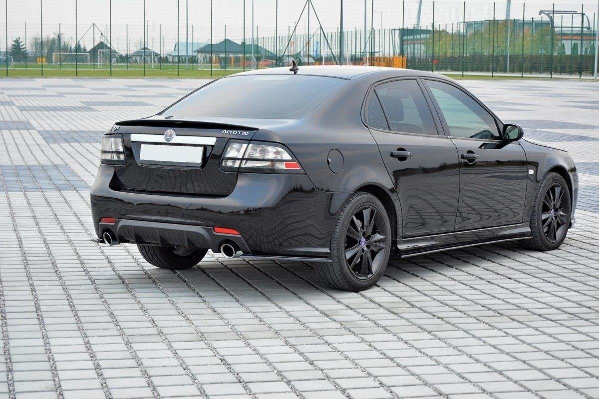 Maxton Design Diffusor Heck Ansatz passend für Saab 9-3 Aero Mk2 Facelift schwarz Hochglanz
