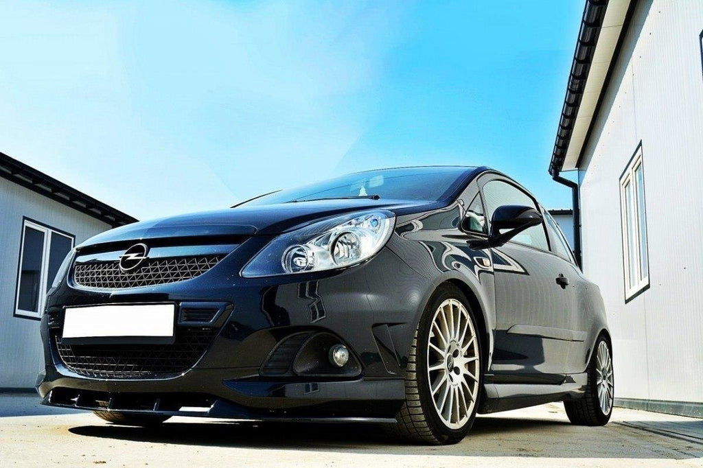 Maxton Design Street+ Spoilerlippe Front Ansatz passend für OPEL CORSA D NÜRBURG (FÜR OPC / VXR STOßSTANGE) schwarz Hochglanz