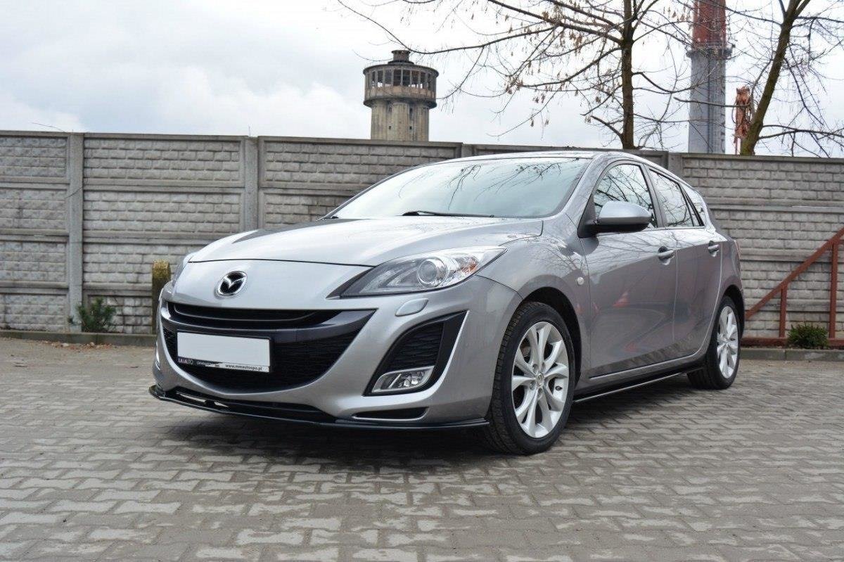 Maxton Design Street+ Spoilerlippe Front Ansatz passend für MAZDA 3 MK2 SPORT (vor Facelift) schwarz Hochglanz