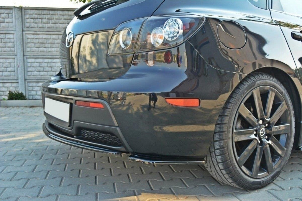 Maxton Design Heck Ansatz Flaps Diffusor passend für MAZDA 3 MPS MK1 (PREFACE) US-Spec Version schwarz Hochglanz