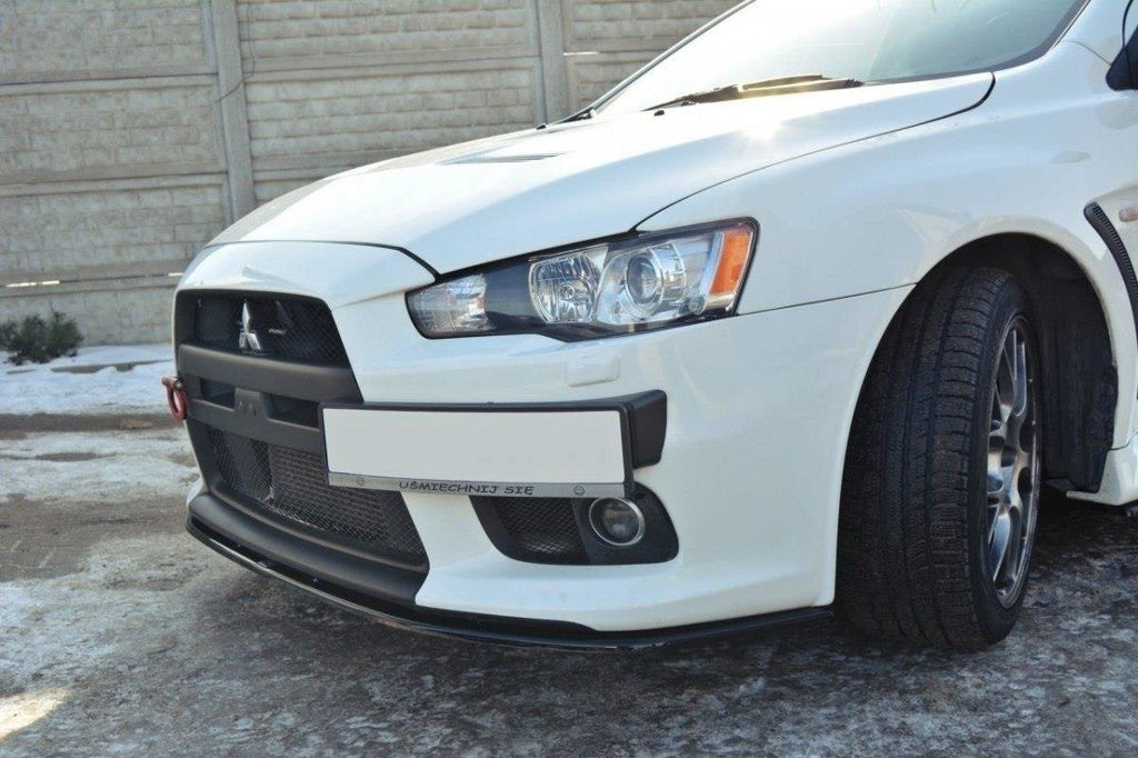 Maxton Design Street+ Spoilerlippe Front Ansatz V.2 passend für Mitsubishi Lancer Evo X schwarz Hochglanz