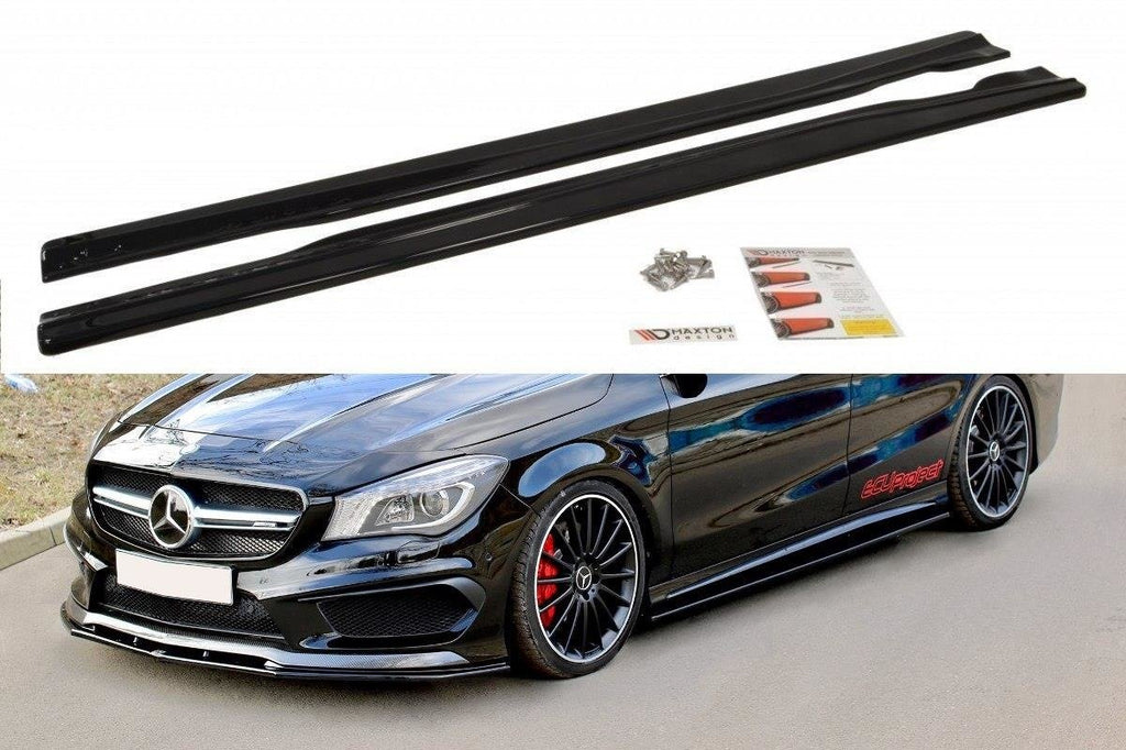 Maxton Design Street+ Seitenschweller Leisten passend für MERCEDES CLA 45 AMG C117/A45 AMG W176 (vor Facelift) schwarz Hochglanz