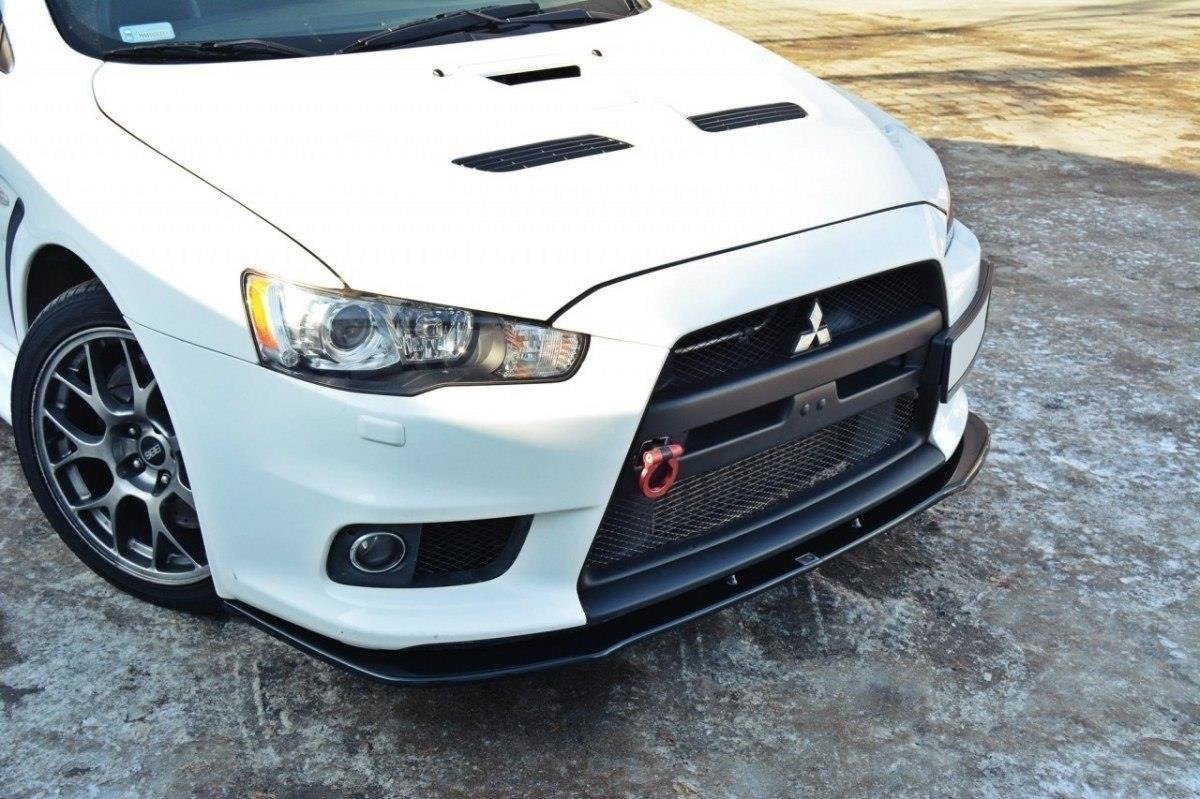 Maxton Design Street+ Spoilerlippe Front Ansatz V.1 passend für Mitsubishi Lancer Evo X schwarz Hochglanz