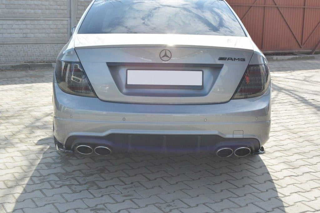 Maxton Design Heck Ansatz Flaps Diffusor passend für Mercedes-Benz C Limousine / Kombi AMG-Line W204 / S204 schwarz Hochglanz