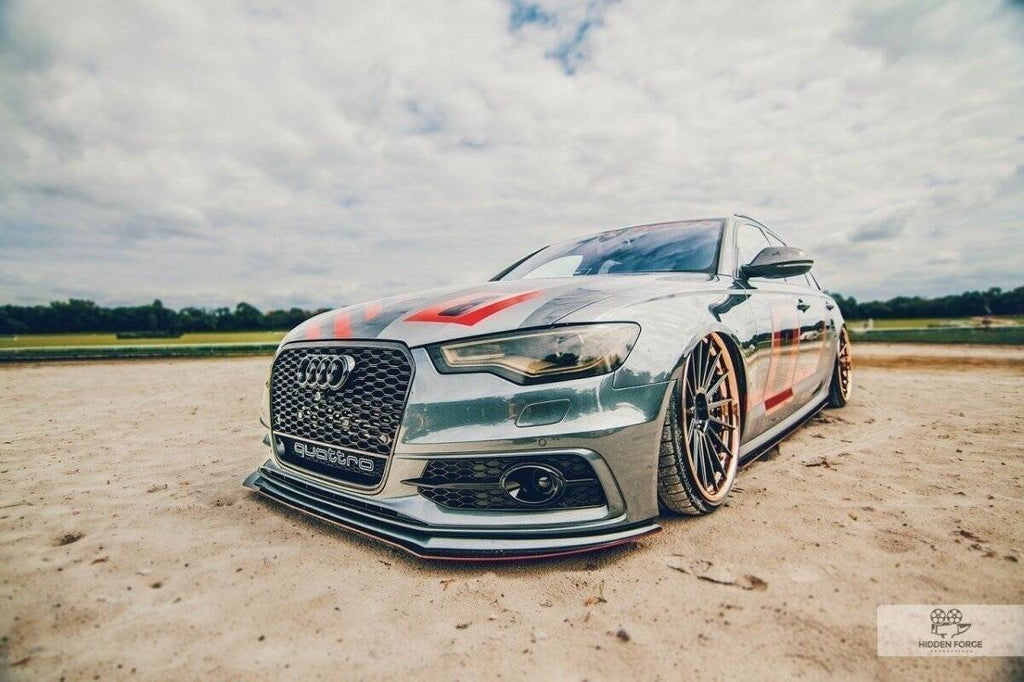 Maxton Design Racing Street+ Spoilerlippe Front Ansatz passend für AUDI A6 C7 S-LINE (2 SPLITTER = 1 SATZ)