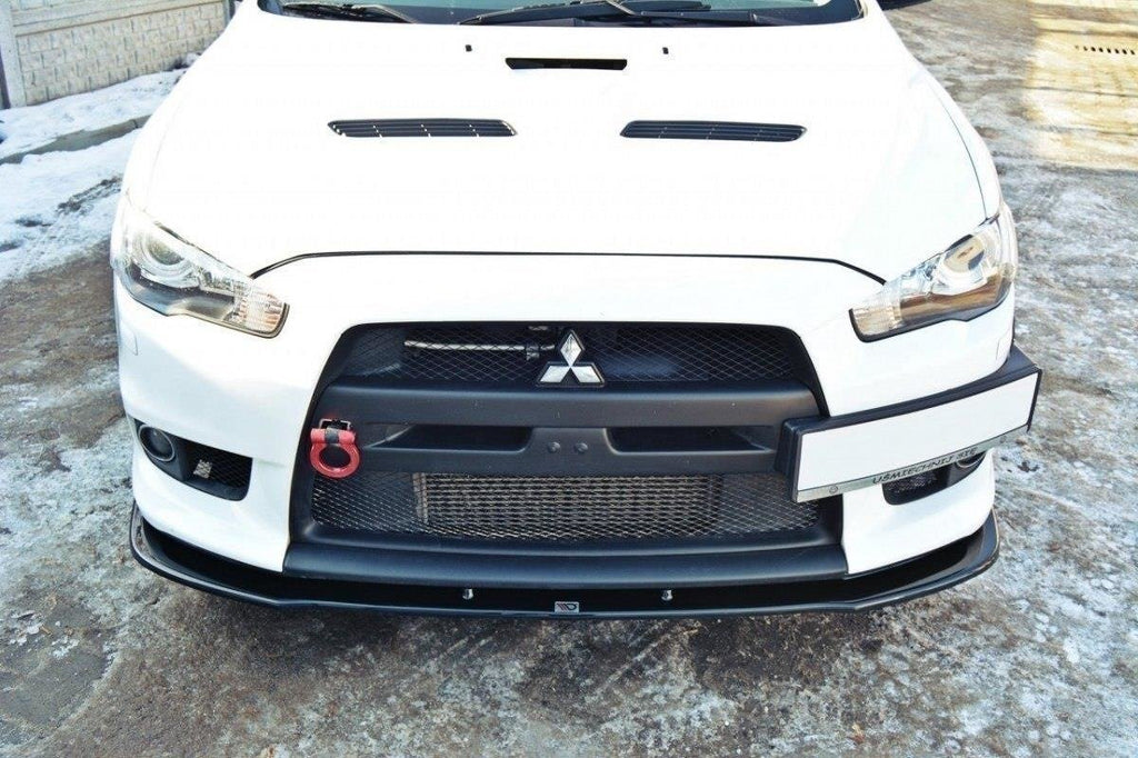Maxton Design Street+ Spoilerlippe Front Ansatz V.1 passend für Mitsubishi Lancer Evo X schwarz Hochglanz