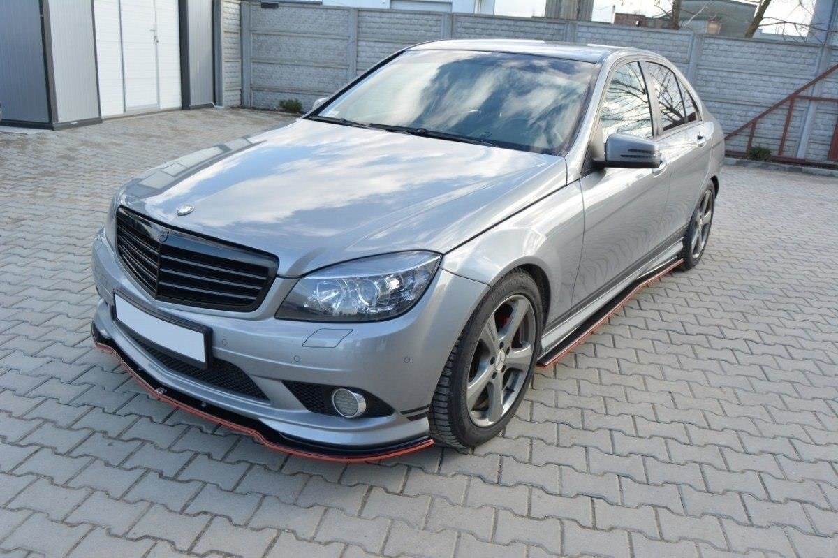 Maxton Design Seitenschweller Mercedes-Benz C Limousine / Kombi AMG-Line W204 / S204 schwarz Hochglanz für Mercedes-Benz C Klasse W204