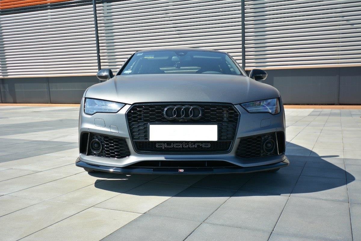 Maxton Design Street+ Spoilerlippe Front Ansatz V.2 passend für Audi RS7 C7 schwarz Hochglanz
