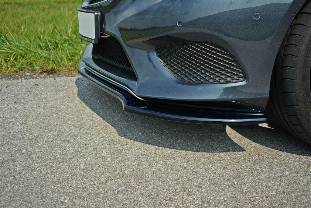 Maxton Design Street+ Spoilerlippe Front Ansatz V.1 passend für Mercedes - Benz E Coupe / Cabrio C207 Facelift / A207 Facelit schwarz Hochglanz