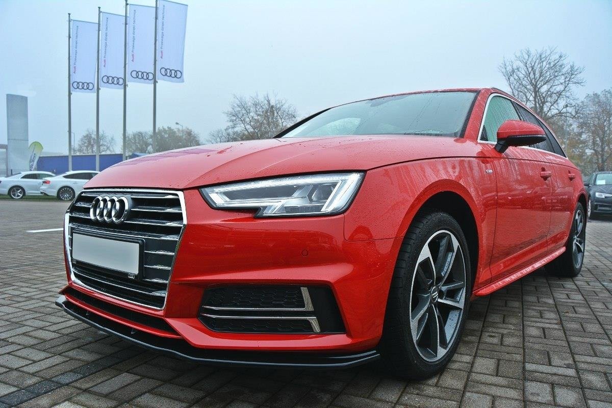 Maxton Design Street+ Spoilerlippe Front Ansatz V.2 passend für Audi S4 / A4 S-Line B9 schwarz Hochglanz