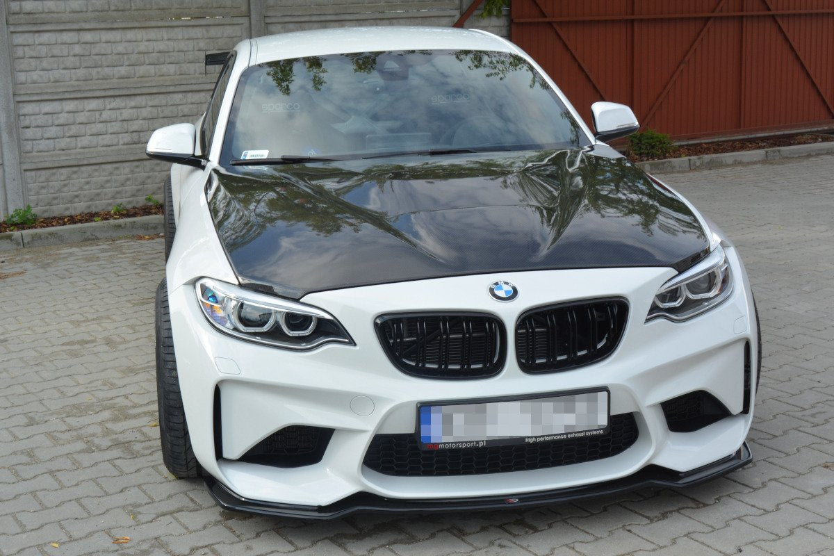 Maxton Design Street+ Spoilerlippe Front Ansatz passend für BMW M2 (F87) COUPÉ schwarz Hochglanz