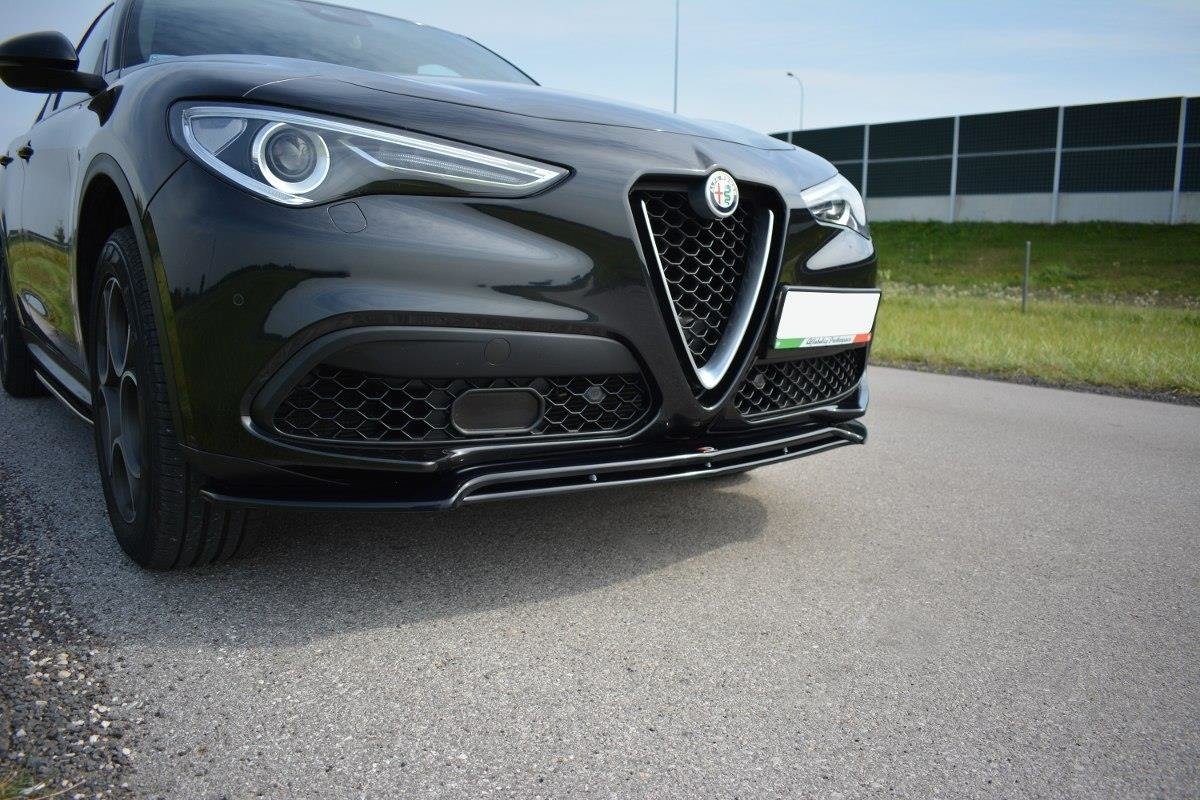 Maxton Design Street+ Spoilerlippe Front Ansatz V.2 passend für Alfa Romeo Stelvio Mk1 schwarz Hochglanz