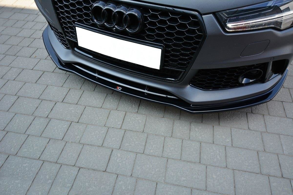 Maxton Design Street+ Spoilerlippe Front Ansatz V.1 passend für Audi RS7 C7 schwarz Hochglanz
