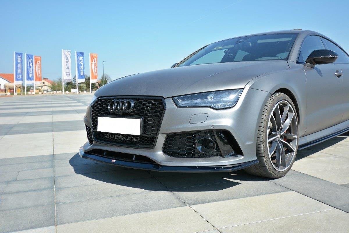 Maxton Design Street+ Spoilerlippe Front Ansatz V.2 passend für Audi RS7 C7 schwarz Hochglanz
