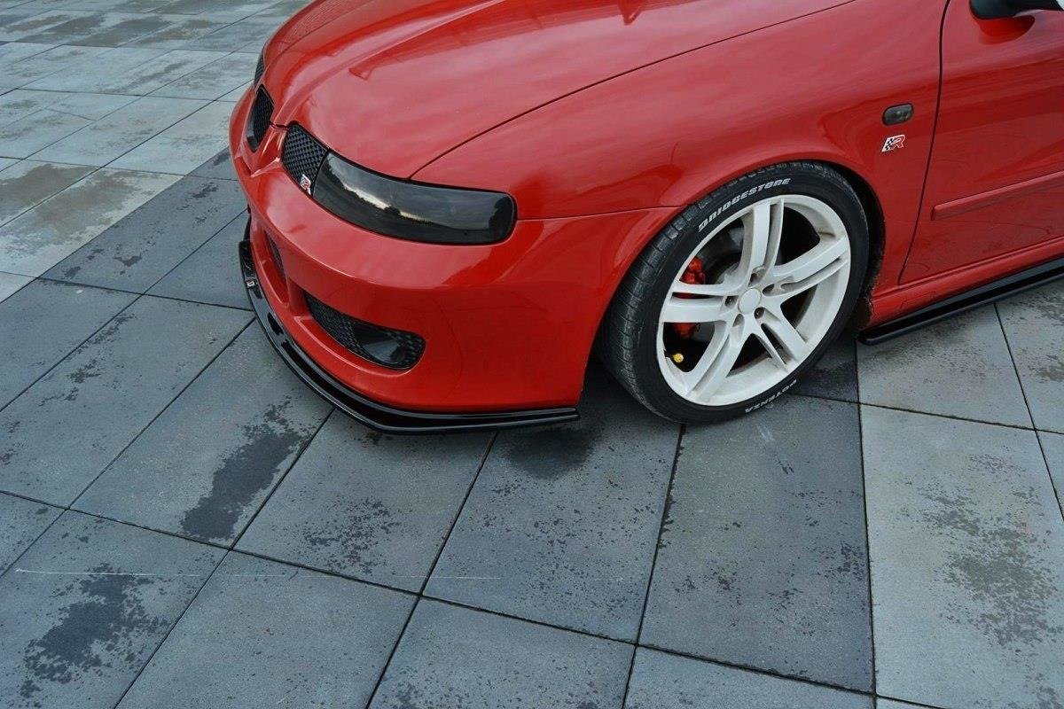 Maxton Design Street+ Spoilerlippe Front Ansatz passend für v.1 Seat Leon Mk1 Cupra schwarz Hochglanz