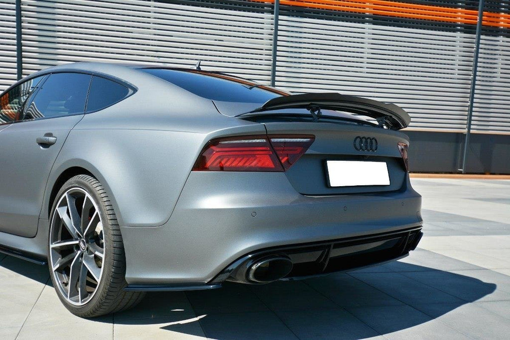 Maxton Design Heck Ansatz Flaps Diffusor für Audi RS7 Facelift Carbon Look
