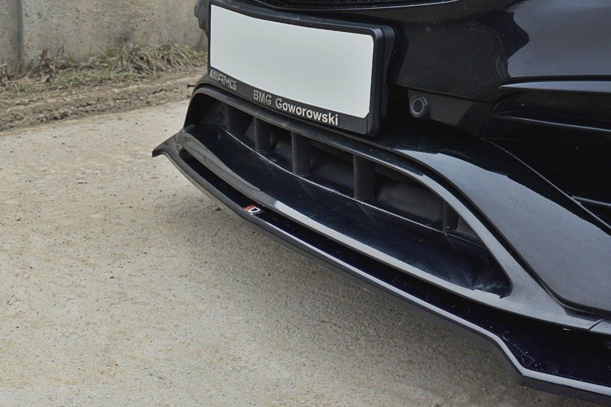 Maxton Design Street+ Spoilerlippe Front Ansatz V.2 passend für Mercedes CLA A45 AMG C117 Facelift schwarz Hochglanz