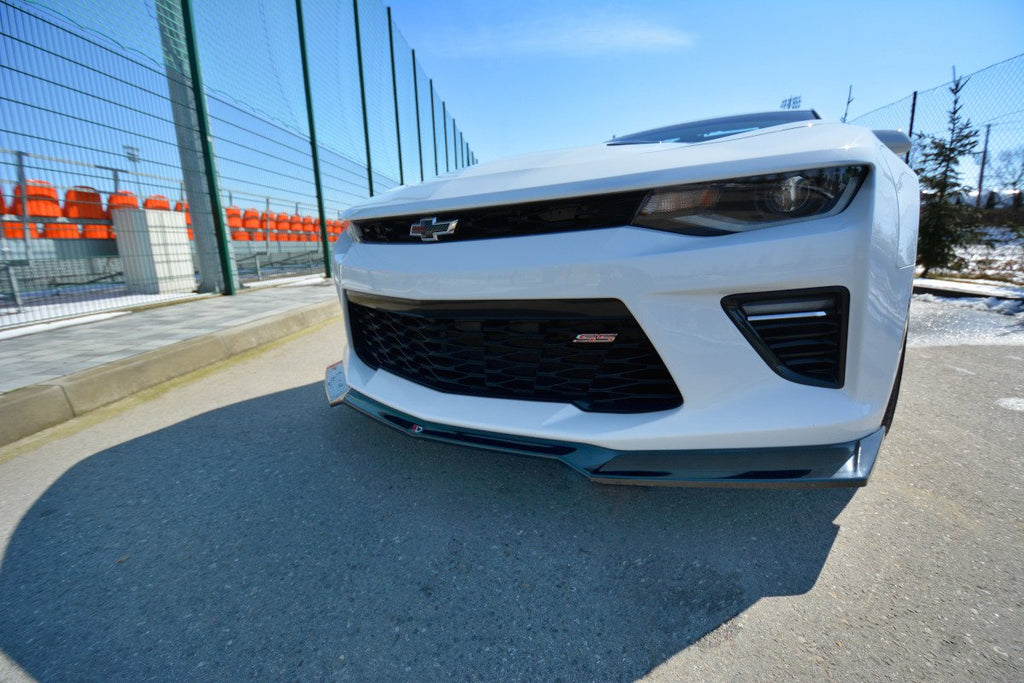 Maxton Design Street+ Spoilerlippe Front Ansatz V.1 passend für CHEVROLET CAMARO 6TH-GEN. PHASE-I 2SS COUPE schwarz Hochglanz