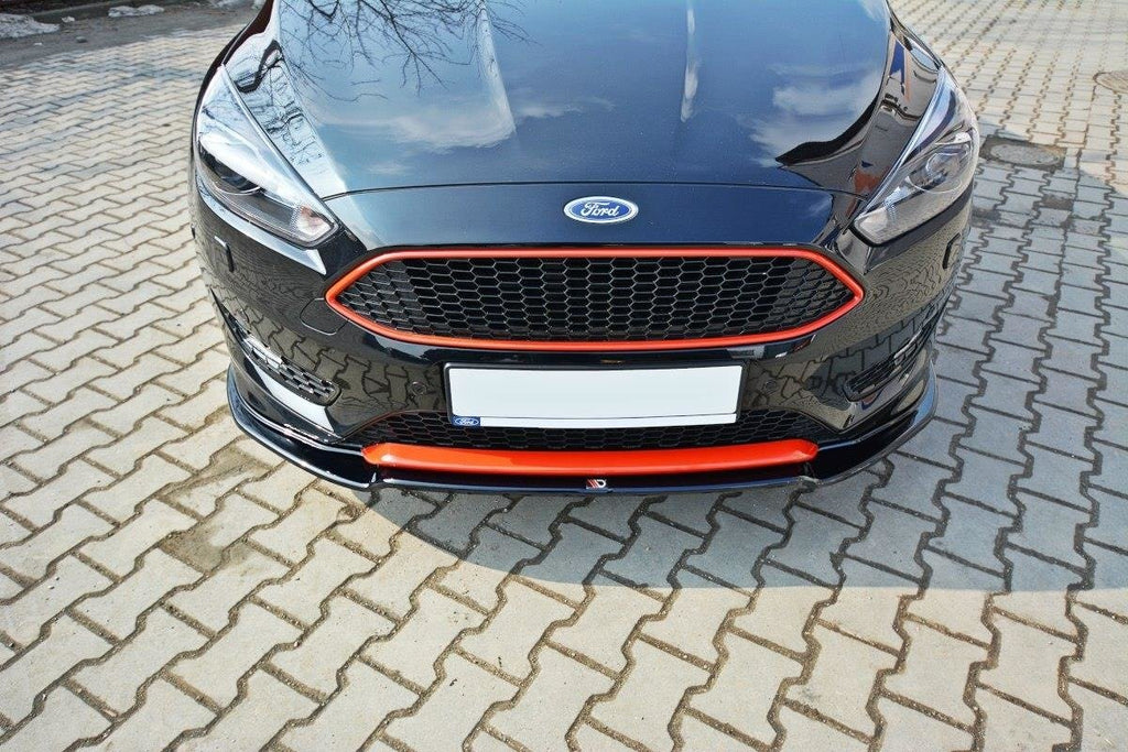 Maxton Design Street+ Spoilerlippe Front Ansatz V.2 passend für Ford Focus ST-Line Mk3 Facelift schwarz Hochglanz