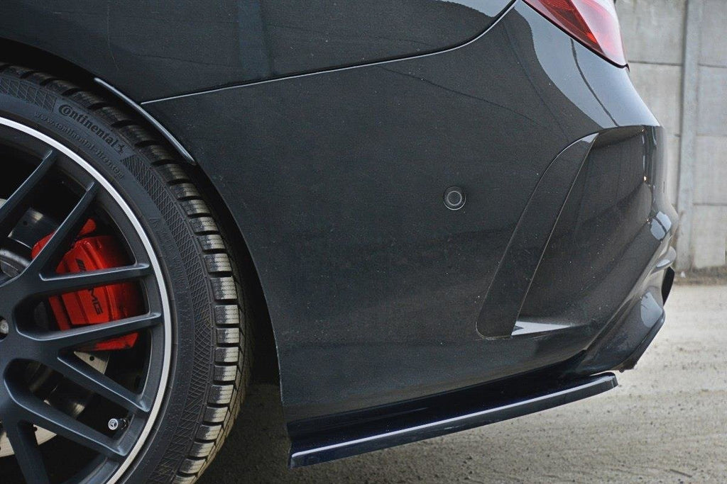 Maxton Design Heck Ansatz Flaps Diffusor passend für Mercedes CLA A45 AMG C117 Facelift schwarz Hochglanz