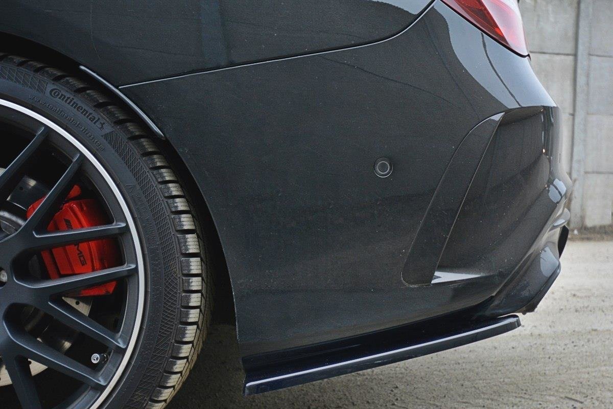 Maxton Design Heck Ansatz Flaps Diffusor passend für Mercedes CLA A45 AMG C117 Facelift schwarz Hochglanz