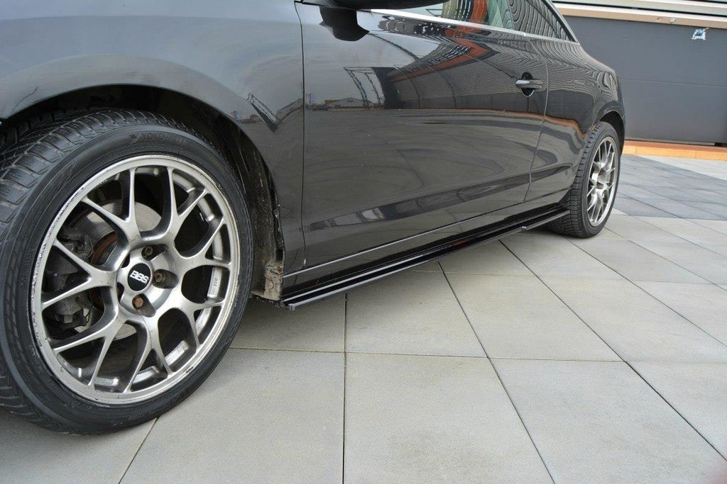 Maxton Design Street+ Seitenschweller Leisten passend für Renault Laguna Coupe Mk3 schwarz Hochglanz