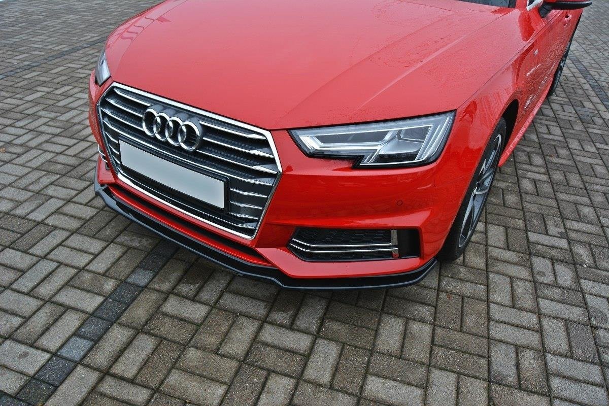 Maxton Design Street+ Spoilerlippe Front Ansatz V.1 passend für Audi S4 / A4 S-Line B9 schwarz Hochglanz