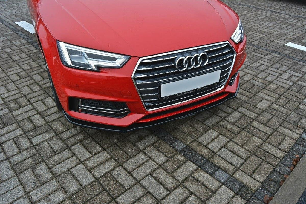 Maxton Design Street+ Spoilerlippe Front Ansatz V.2 passend für Audi S4 / A4 S-Line B9 schwarz Hochglanz