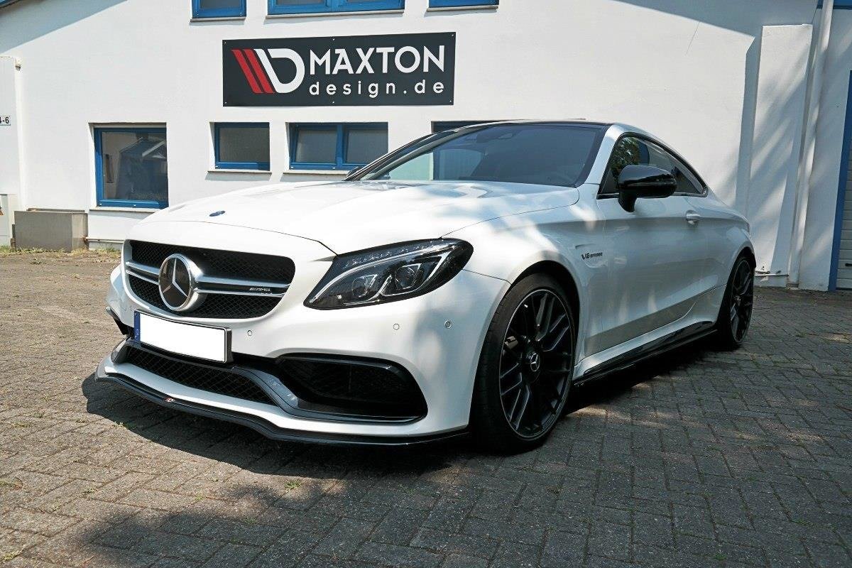 Maxton Design Street+ Spoilerlippe Front Ansatz V.1 passend für Mercedes C-Klasse C205 63 AMG Coupe schwarz Hochglanz