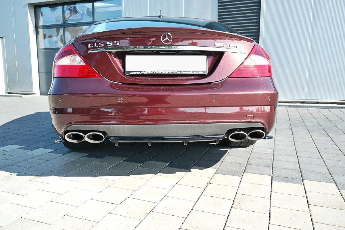 Maxton Design Diffusor Heck Ansatz passend für Mercedes CLS C219 55AMG schwarz Hochglanz