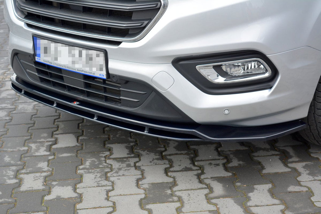 Maxton Design Street+ Spoilerlippe Front Ansatz V.1 passend für Ford Transit Custom Mk1 Facelift / Tourneo Custom Mk1 Facelift schwarz Hochglanz