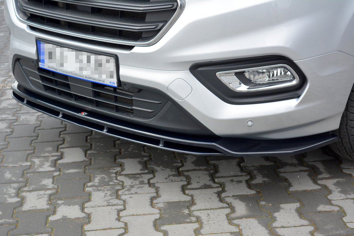 Maxton Design Street+ Spoilerlippe Front Ansatz V.1 passend für Ford Transit Custom Mk1 Facelift / Tourneo Custom Mk1 Facelift schwarz Hochglanz