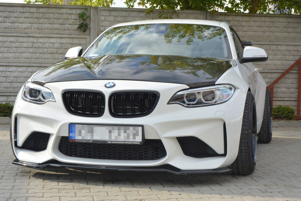 Maxton Design Street+ Spoilerlippe Front Ansatz passend für BMW M2 (F87) COUPÉ schwarz Hochglanz