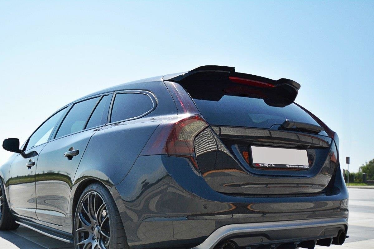 Maxton Design Spoiler CAP passend für Volvo V60 Polestar Facelift schwarz Hochglanz