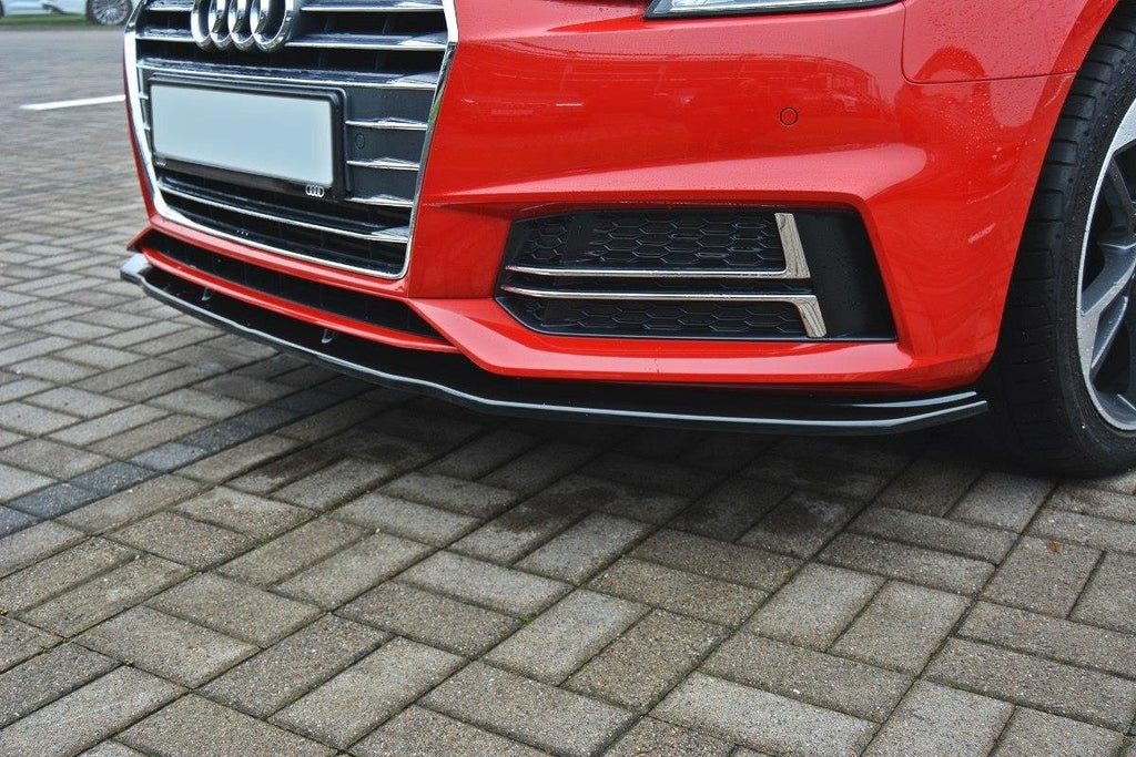 Maxton Design Street+ Spoilerlippe Front Ansatz V.2 passend für Audi S4 / A4 S-Line B9 schwarz Hochglanz