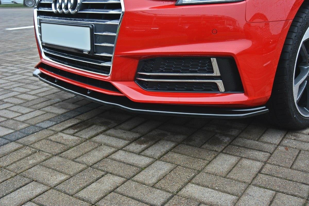 Maxton Design Street+ Spoilerlippe Front Ansatz V.2 passend für Audi S4 / A4 S-Line B9 schwarz Hochglanz