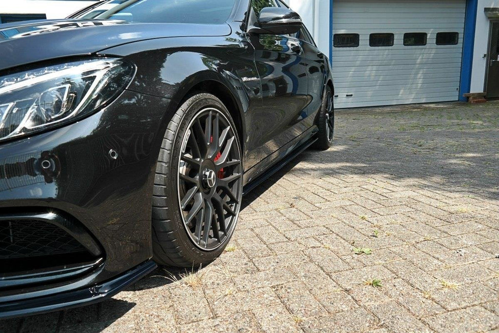 Maxton Design Seitenschweller Ansatz für Mercedes C-Klasse S205 63 AMG Kombi Carbon Look